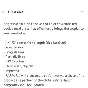 Farm rio bananas smocked long sleeve maxi dress